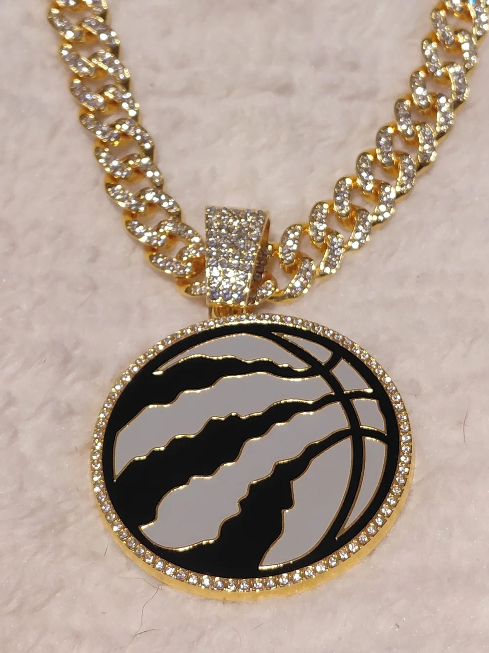 Gold-tone Black & White Basketball Pendant Necklace - Women Jewelry